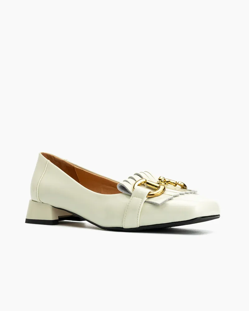 Classic Metal Buckle Tassels Chunky Heel Loafers