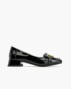 Classic Metal Buckle Tassels Chunky Heel Loafers