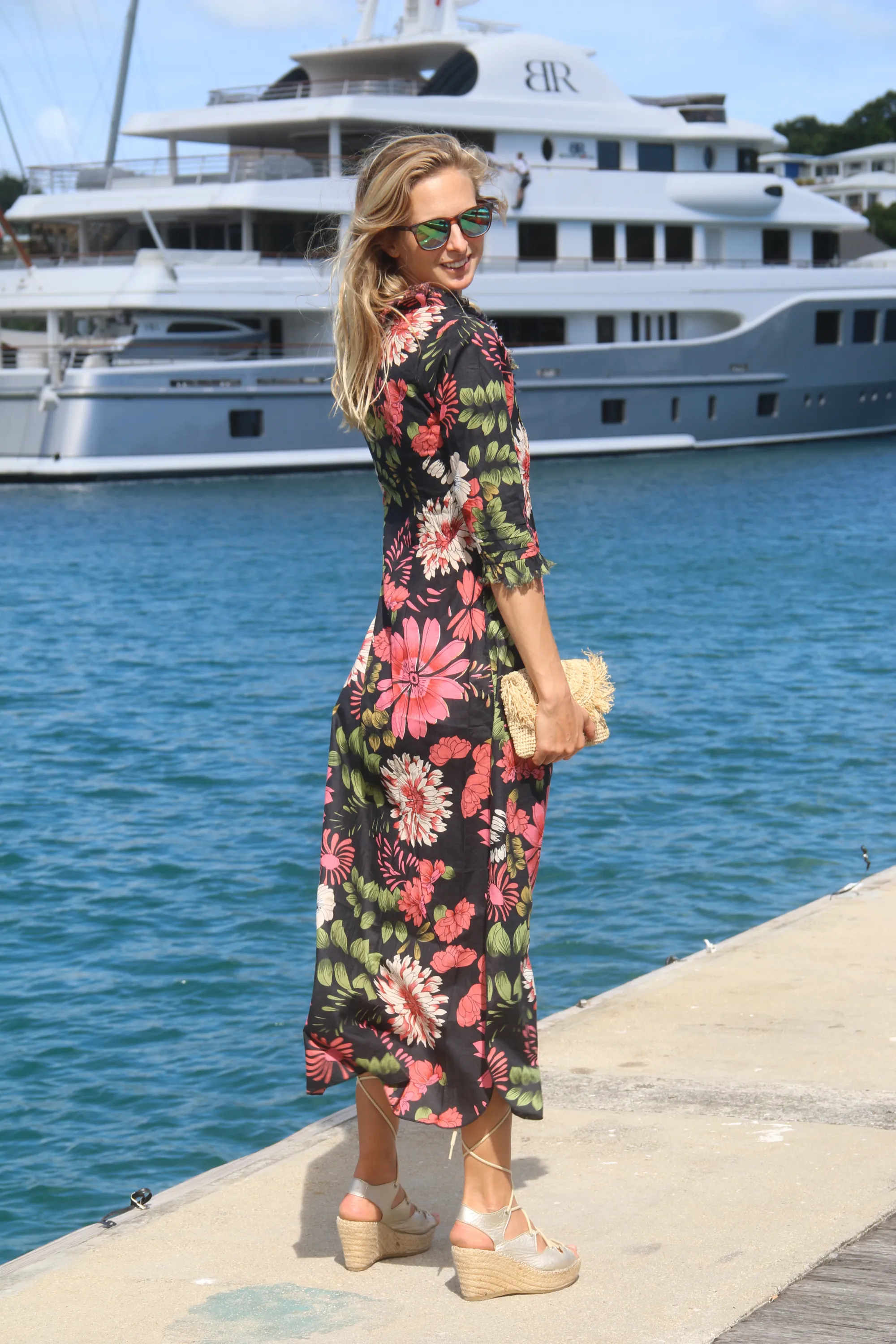 Cotton Annabel Maxi Dress in Black Floral