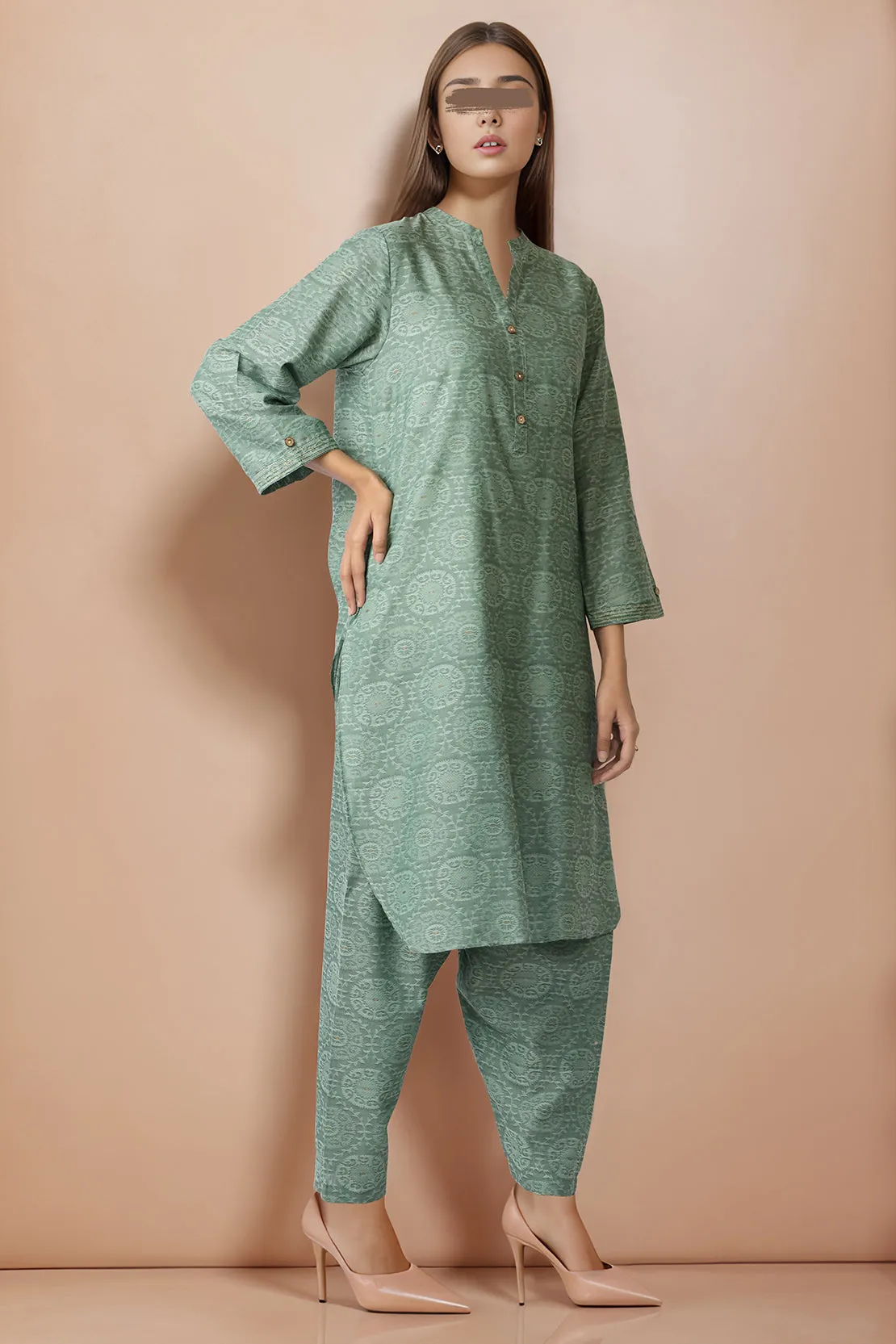 Cotton Jacquard Stitched 2 Piece (Shirt/Trouser)