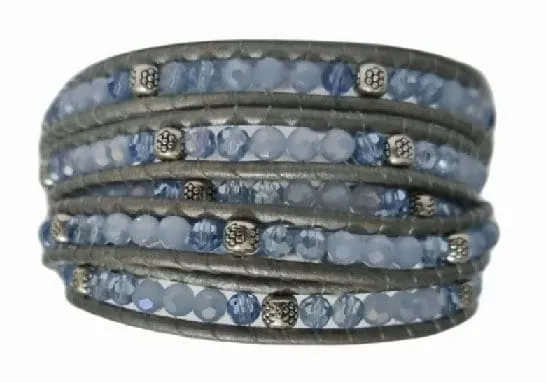 Crystals denim mix wrap bracelet