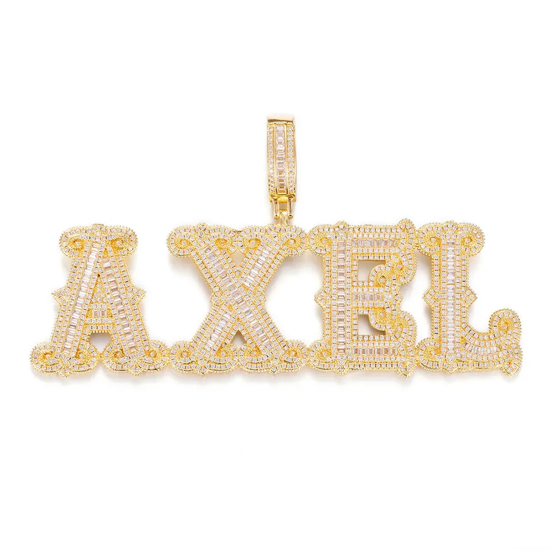 Custom Baguette Spiked Letter Pendant