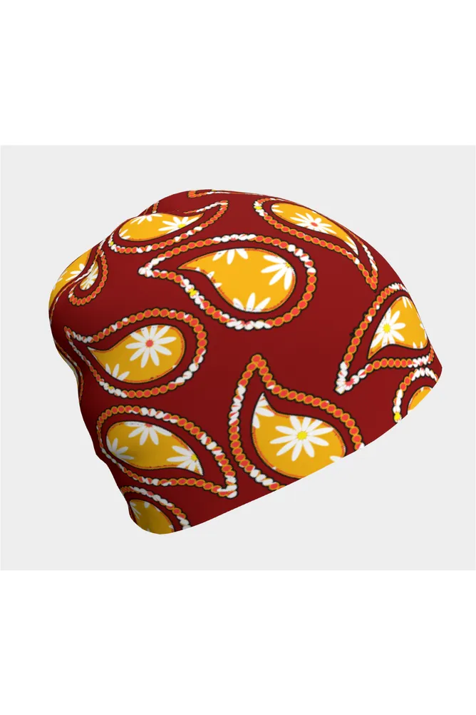 Dark Red Micki Paisley Beanie