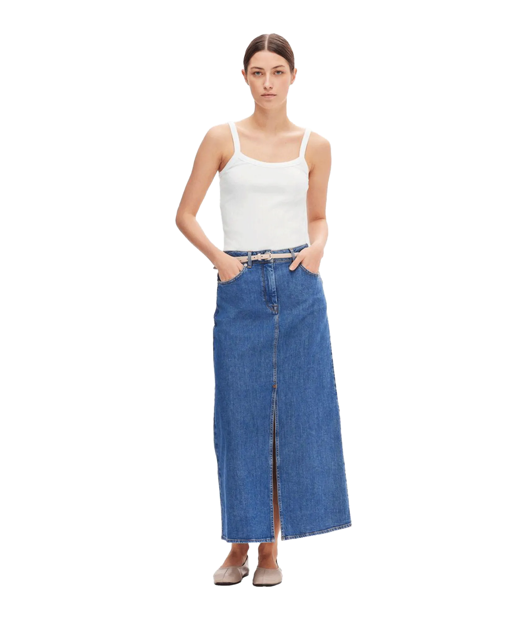 Denim Maxi Skirt - Blue