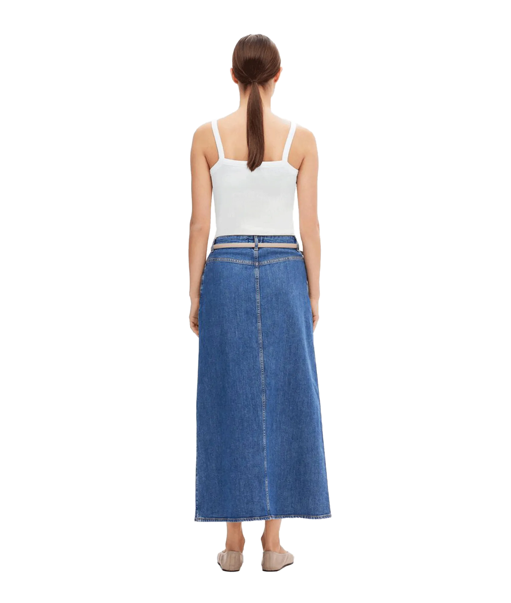 Denim Maxi Skirt - Blue