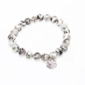 Dragon Vein Beaded Bracelet Sterling Silver Charm