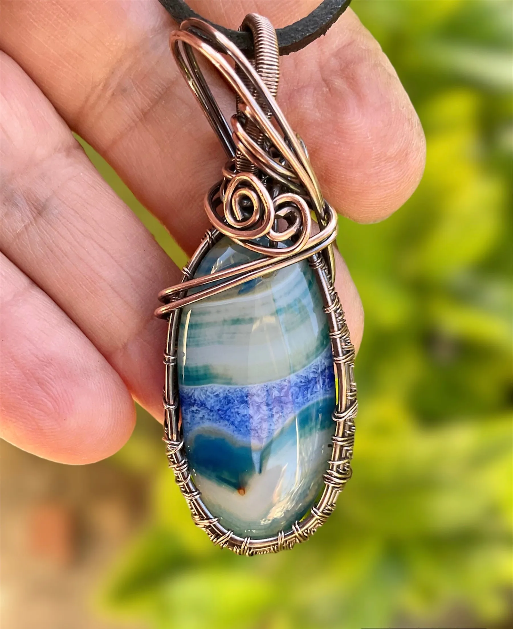 Druzy Geode Agate Wire Wrapped Pendant