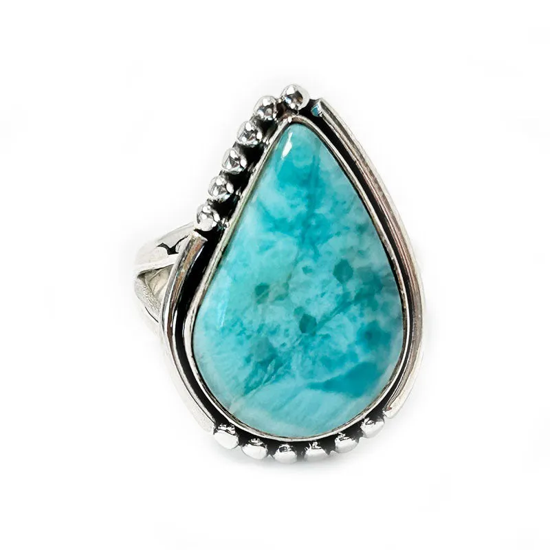 Dusk Larimar Teardrop Boho Ring