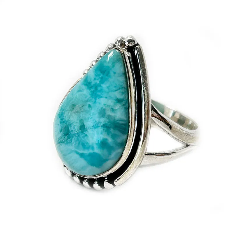 Dusk Larimar Teardrop Boho Ring