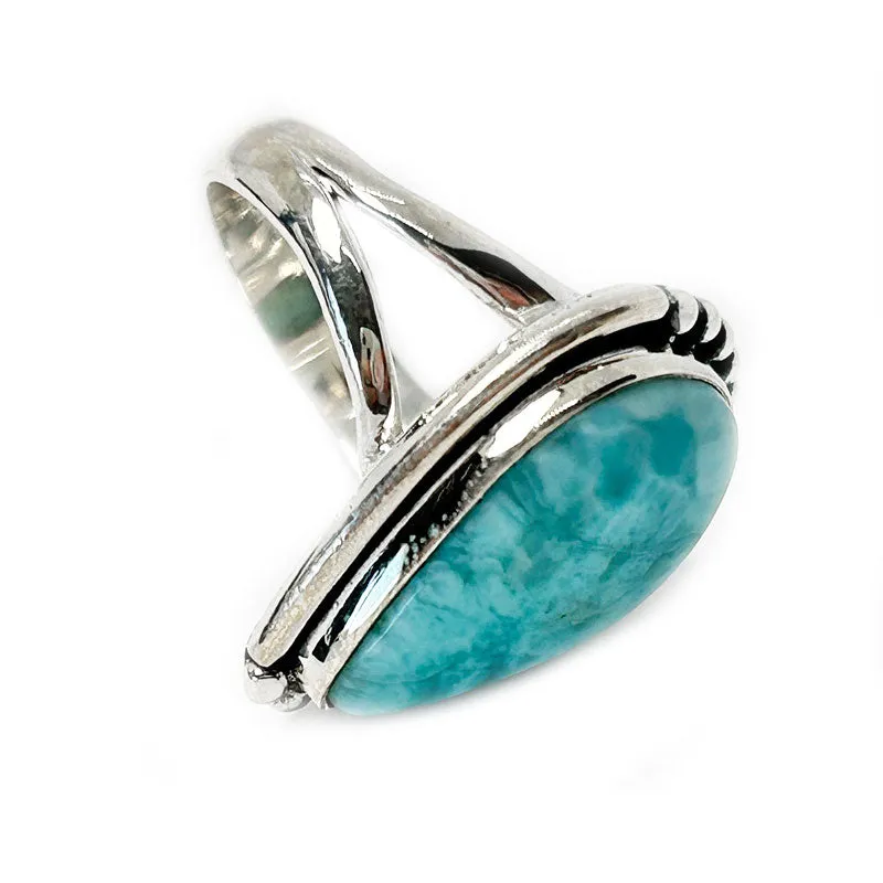 Dusk Larimar Teardrop Boho Ring