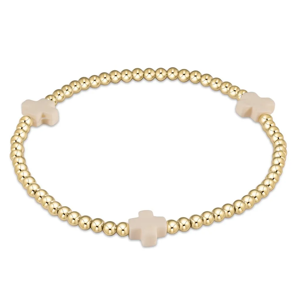 ENewton egirl Off White 3mm Signature Cross Gold Bracelet