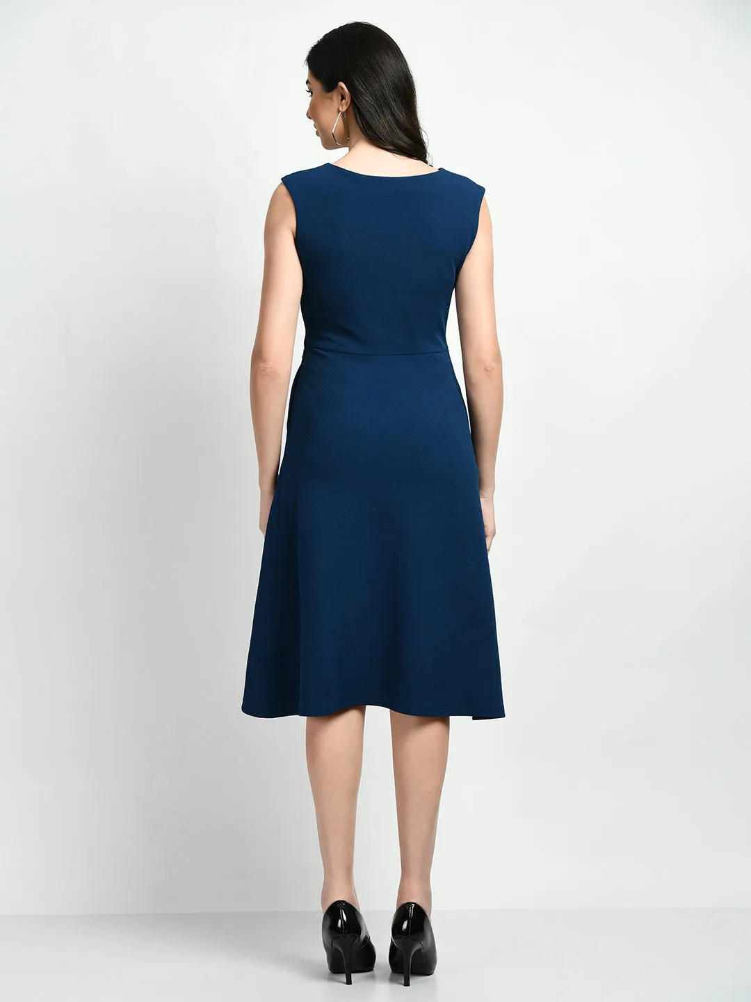 Exude Pride A-line Wrap Dress (Royal Blue)