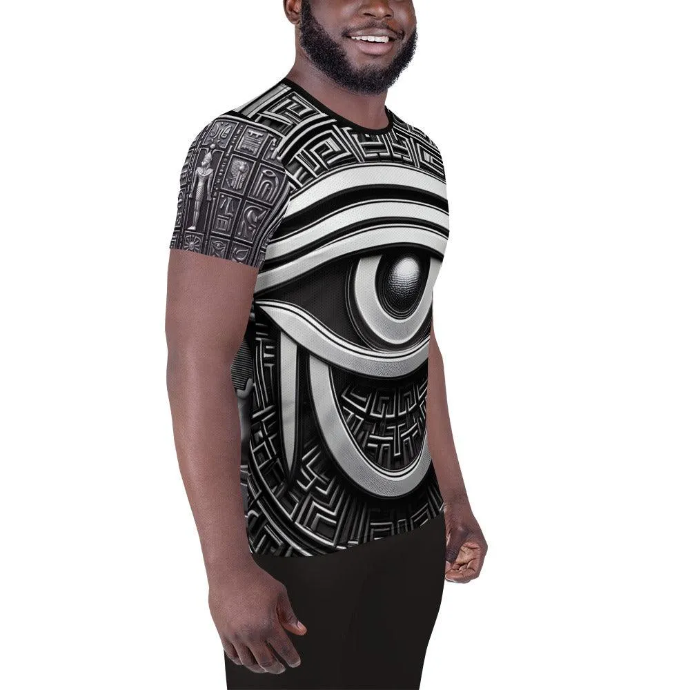 Eye Of Horus Egyptian Hieroglyphics  Men's Athletic Sublimation T-shirt by Meta Zen