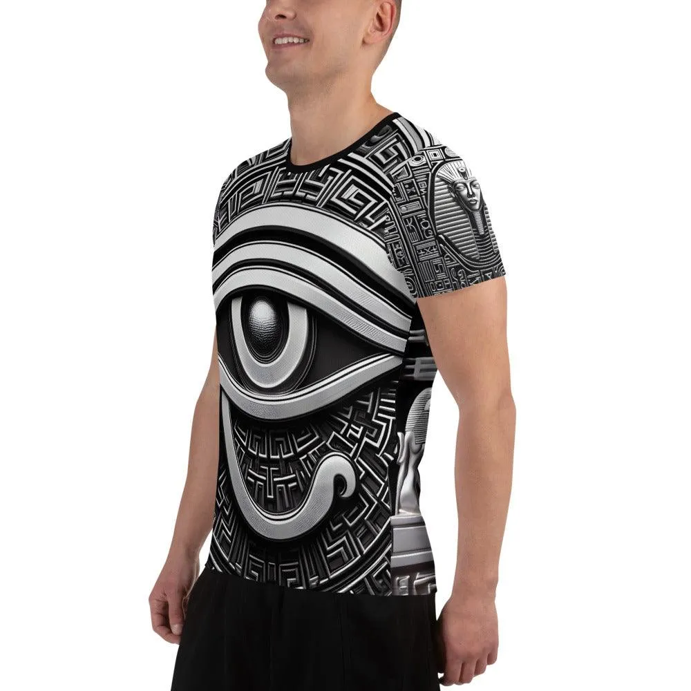 Eye Of Horus Egyptian Hieroglyphics  Men's Athletic Sublimation T-shirt by Meta Zen