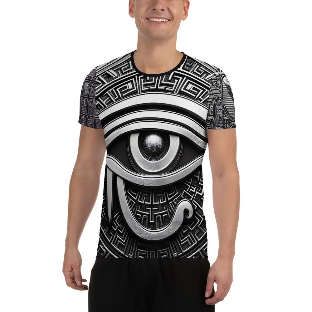 Eye Of Horus Egyptian Hieroglyphics  Men's Athletic Sublimation T-shirt by Meta Zen