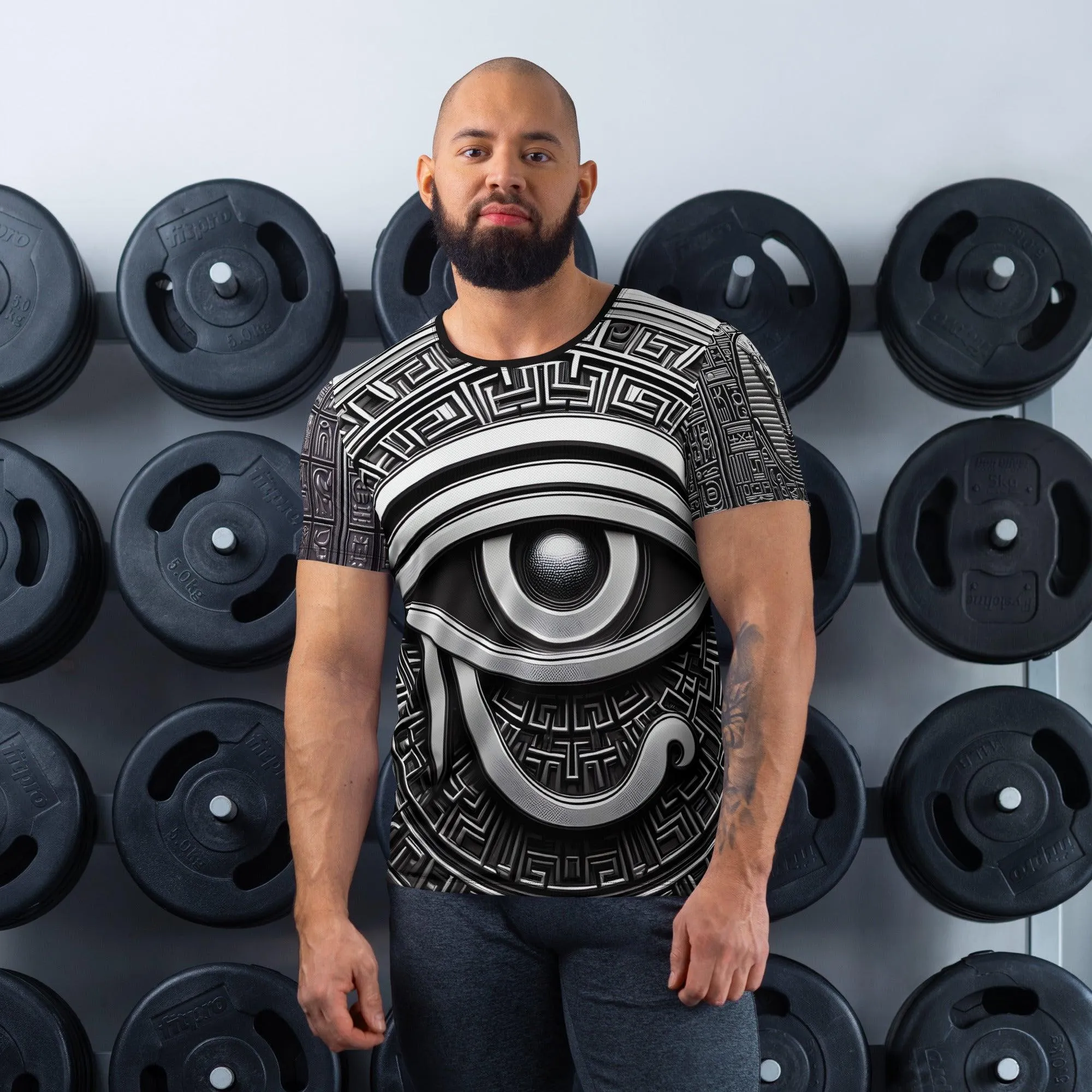 Eye Of Horus Egyptian Hieroglyphics  Men's Athletic Sublimation T-shirt by Meta Zen