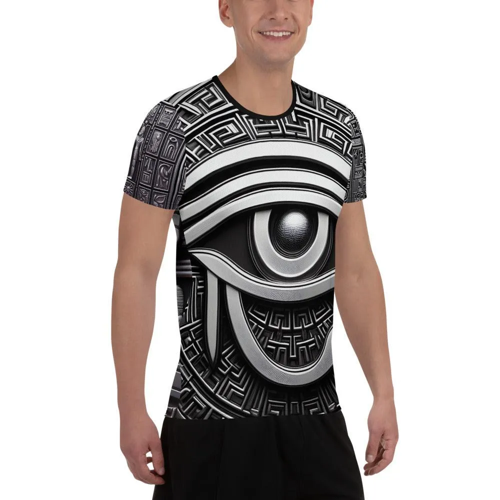 Eye Of Horus Egyptian Hieroglyphics  Men's Athletic Sublimation T-shirt by Meta Zen