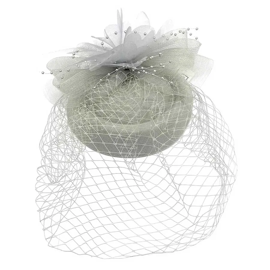 Floral Pearl Mesh Fascinator Headband