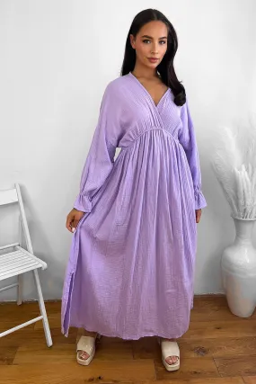 Flute Sleeve Cheesecloth Maxi Dress