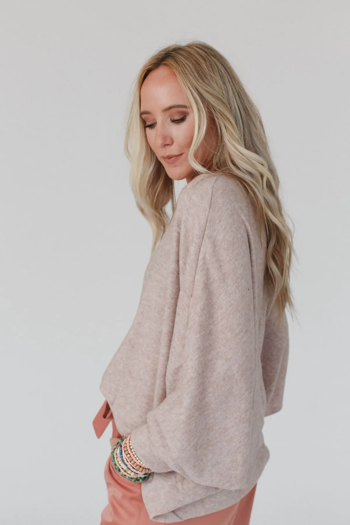 Fly With Me Batwing Sleeve Knit Sweater - Sand