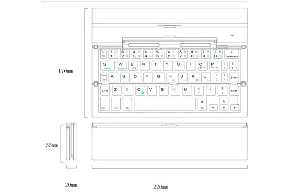 Folding ultra-thin Bluetooth keyboard