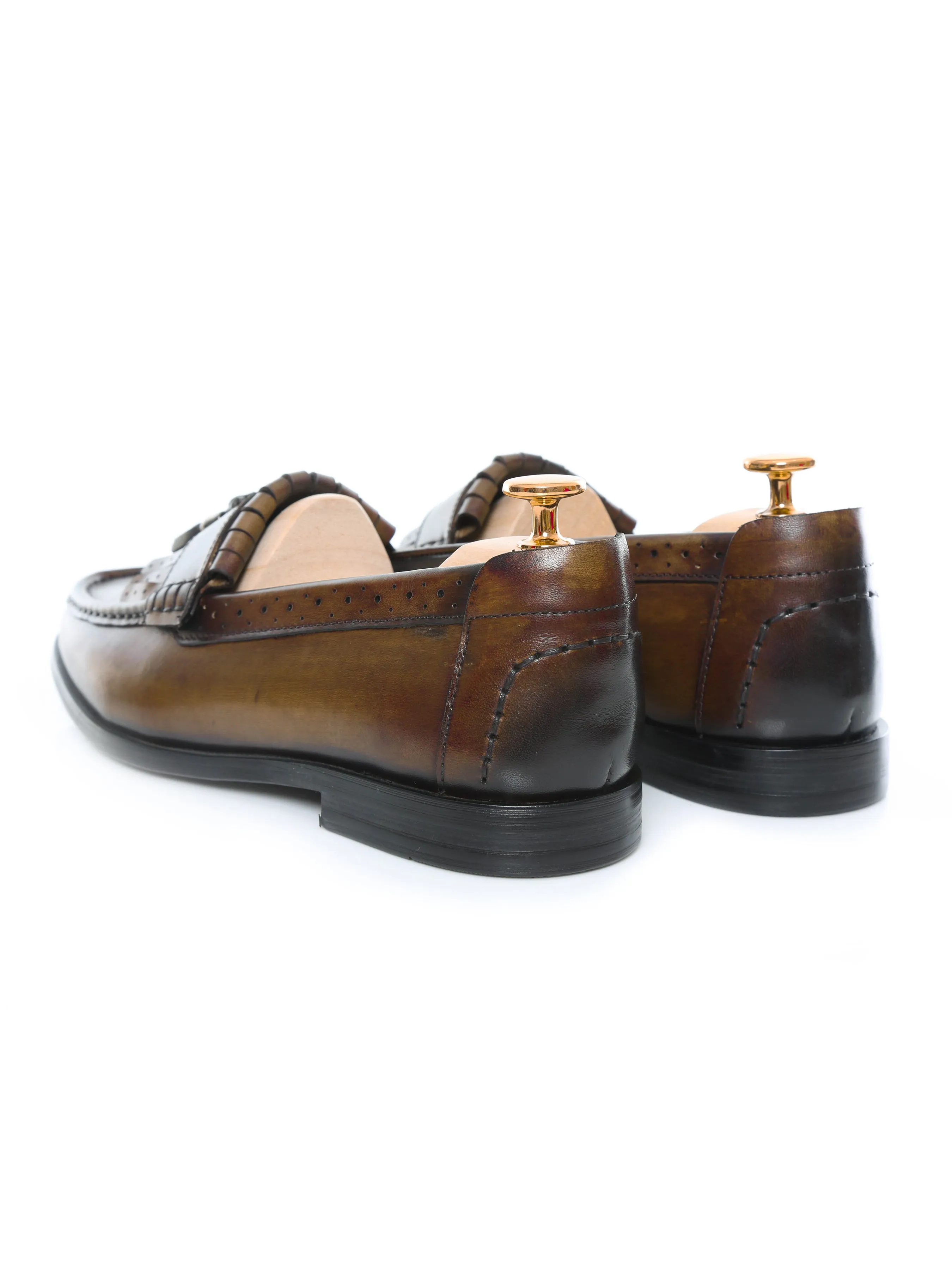 Fringe Classic Loafer - Khakis with Tassel (Hand Painted Patina)