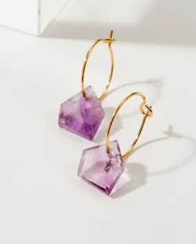 Geometry Mini Hoop Earrings - Amethyst