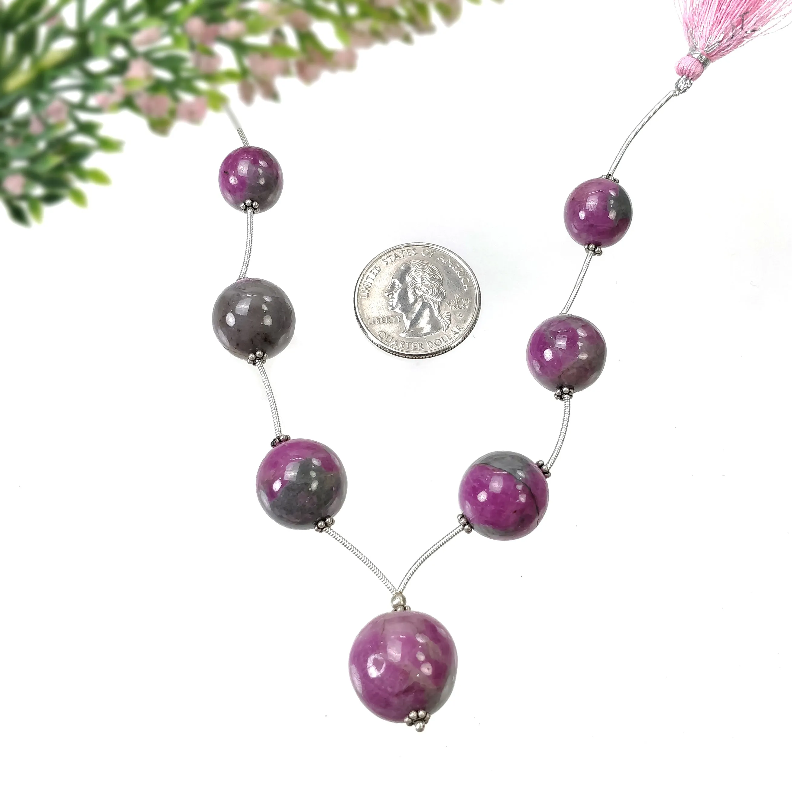 Global RUBY Gemstone Loose Beads : 206.50cts Natural Untreated Unheated Bi-Color Zoisite Ruby Balls 12.5mm - 17.5mm