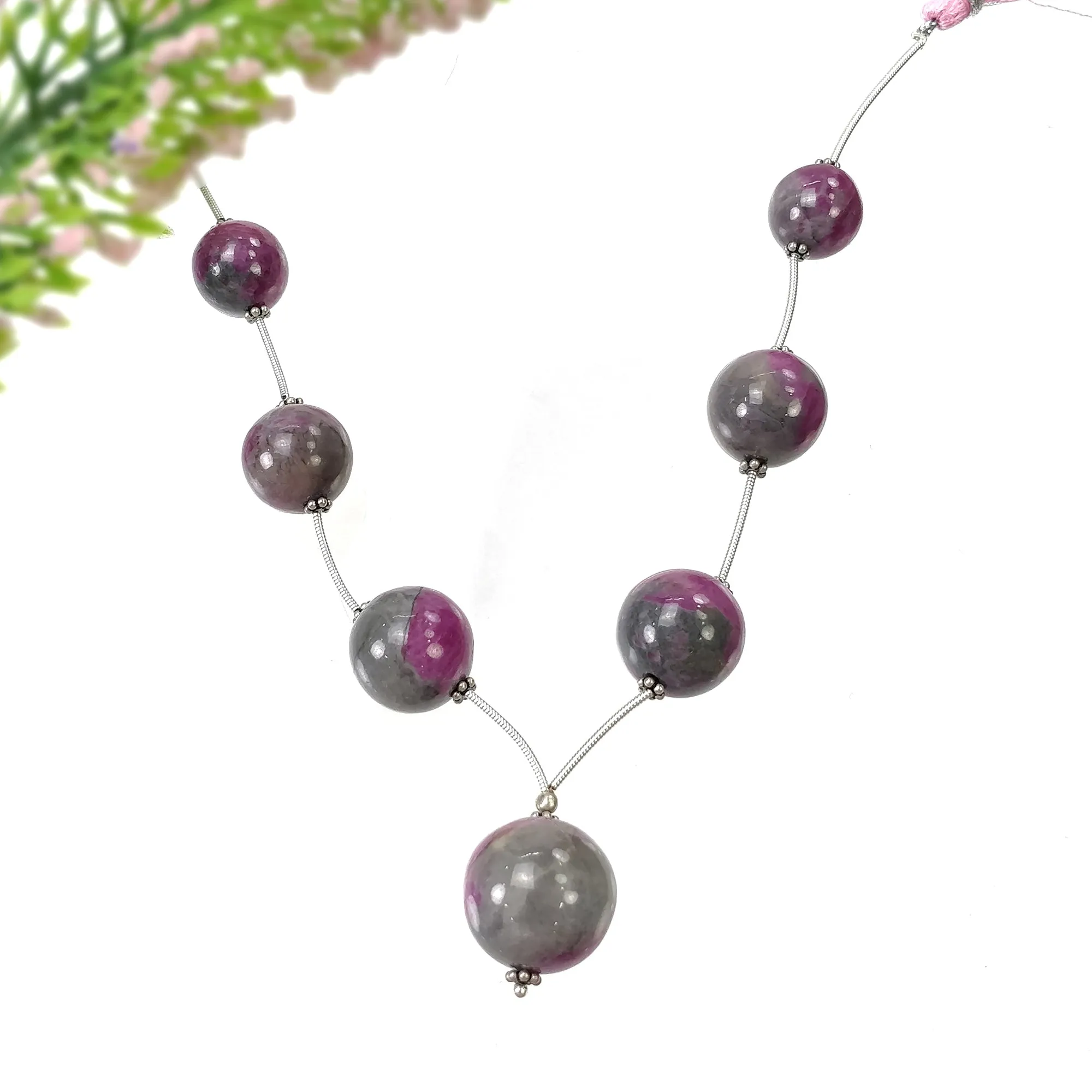 Global RUBY Gemstone Loose Beads : 206.50cts Natural Untreated Unheated Bi-Color Zoisite Ruby Balls 12.5mm - 17.5mm