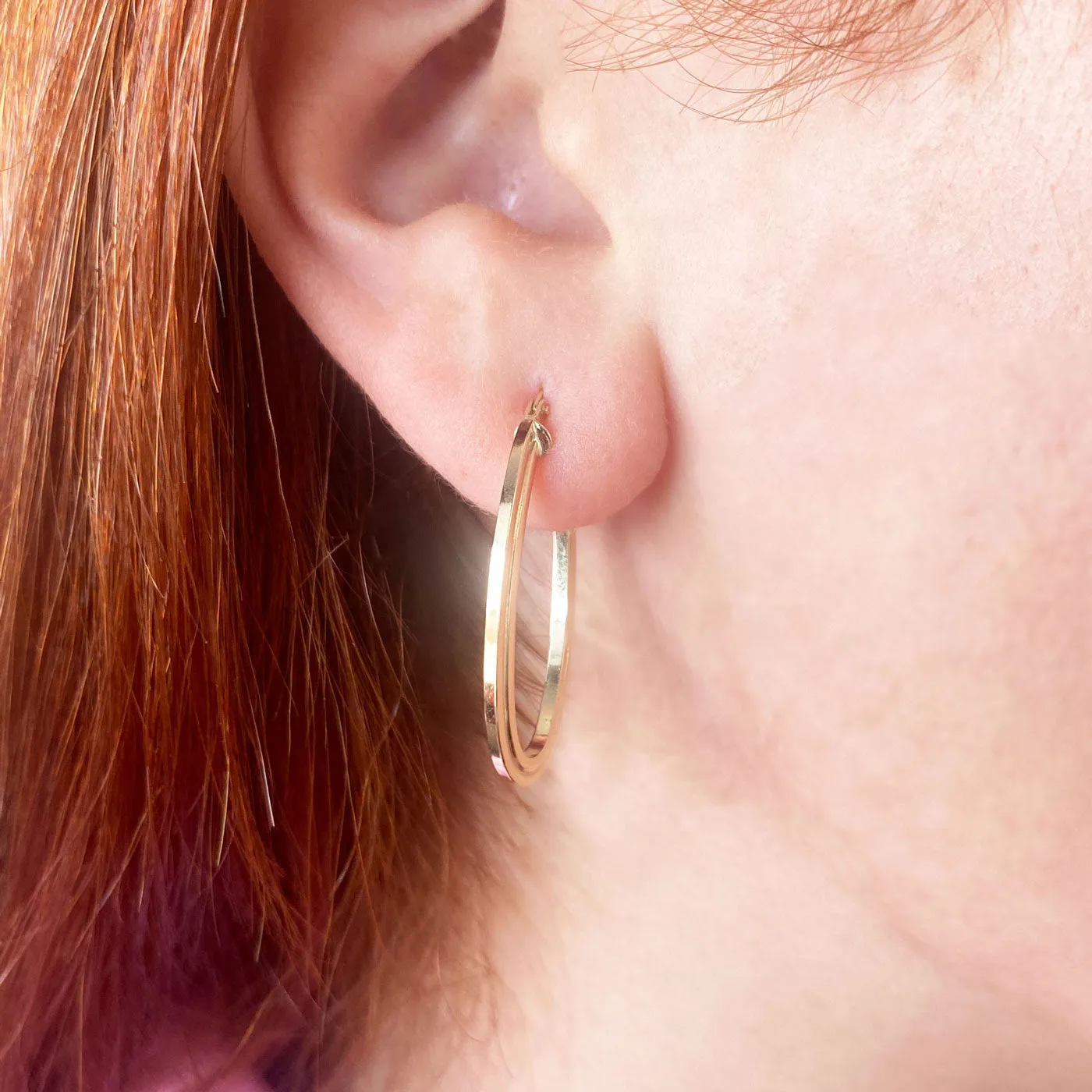 Gold Oval Hoop Earrings