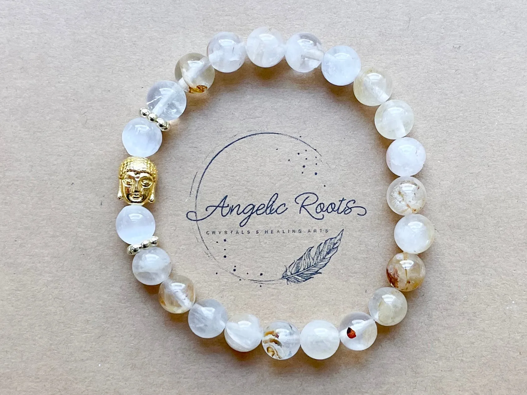 Golden Healer & Selenite Buddha Bracelet || Reiki Infused