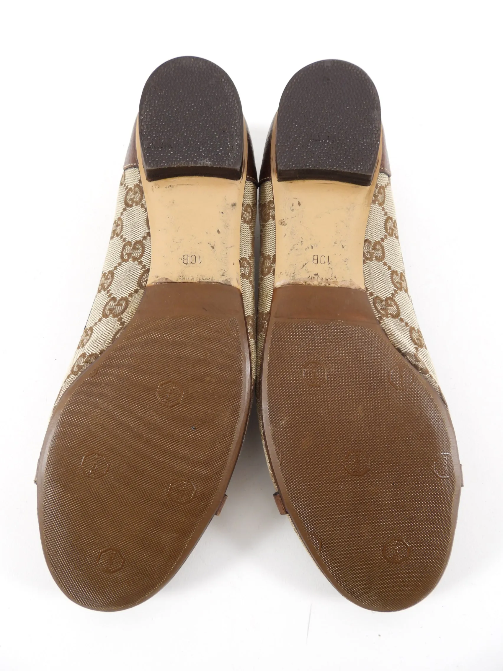 Gucci Monogram Canvas Bamboo Flat Shoes - 10B