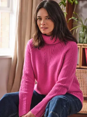 Hailie Lambswool Funnel Neck Jumper - Magenta Pink