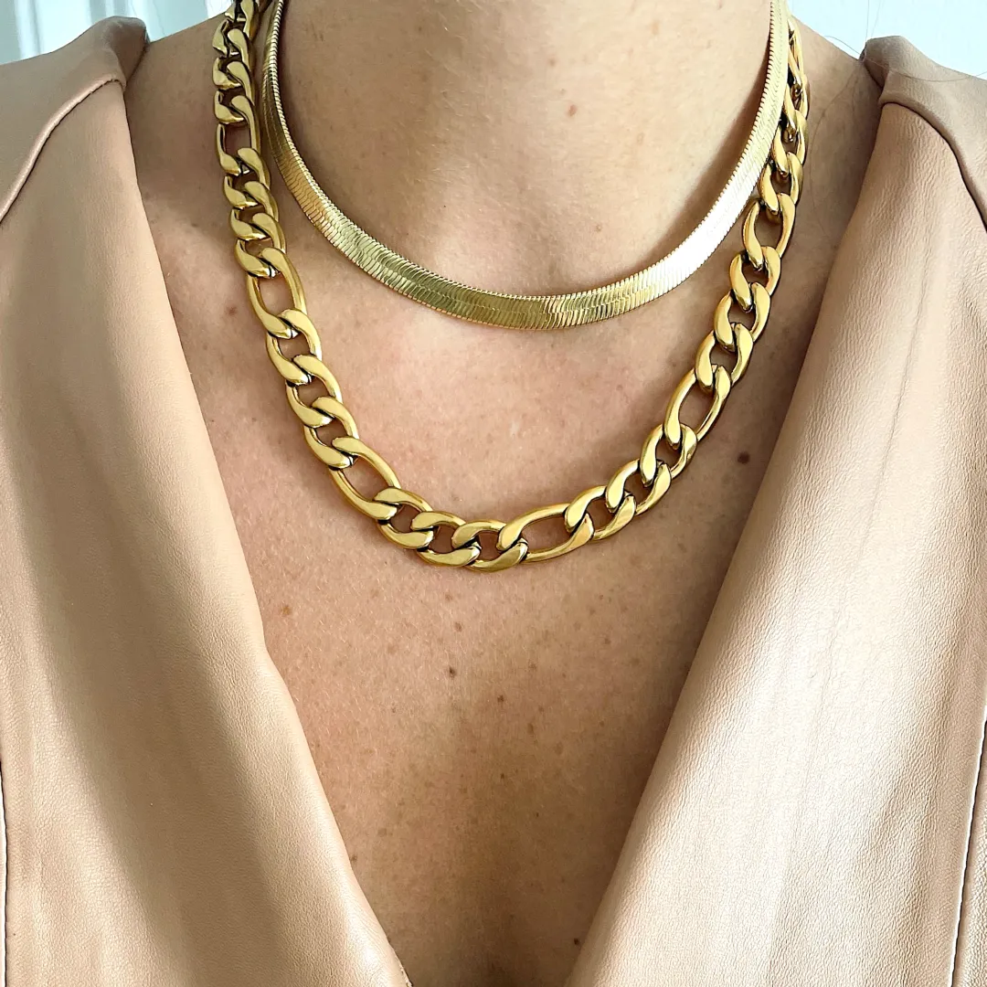 Herringbone Snake Chain Necklace silver gold