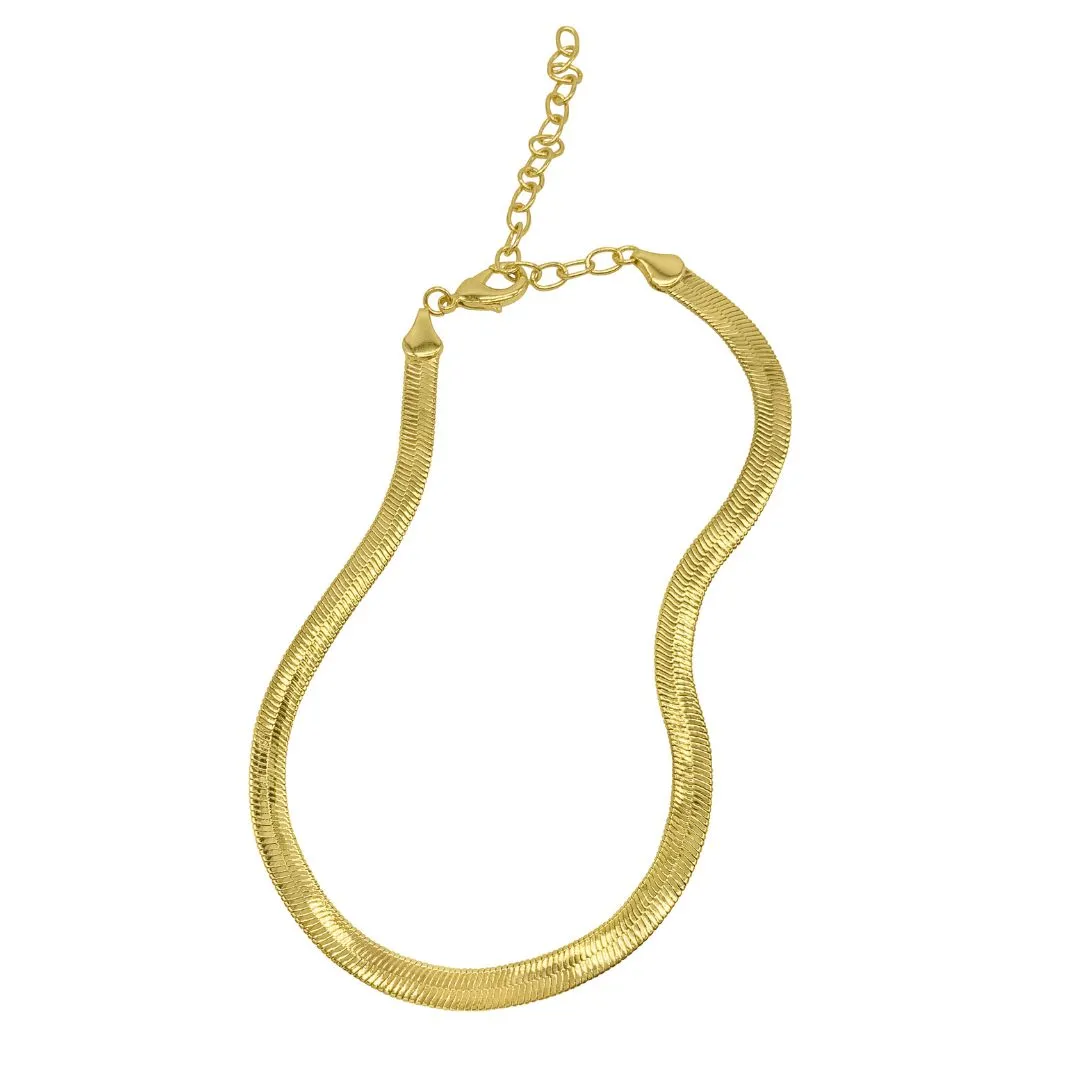 Herringbone Snake Chain Necklace silver gold