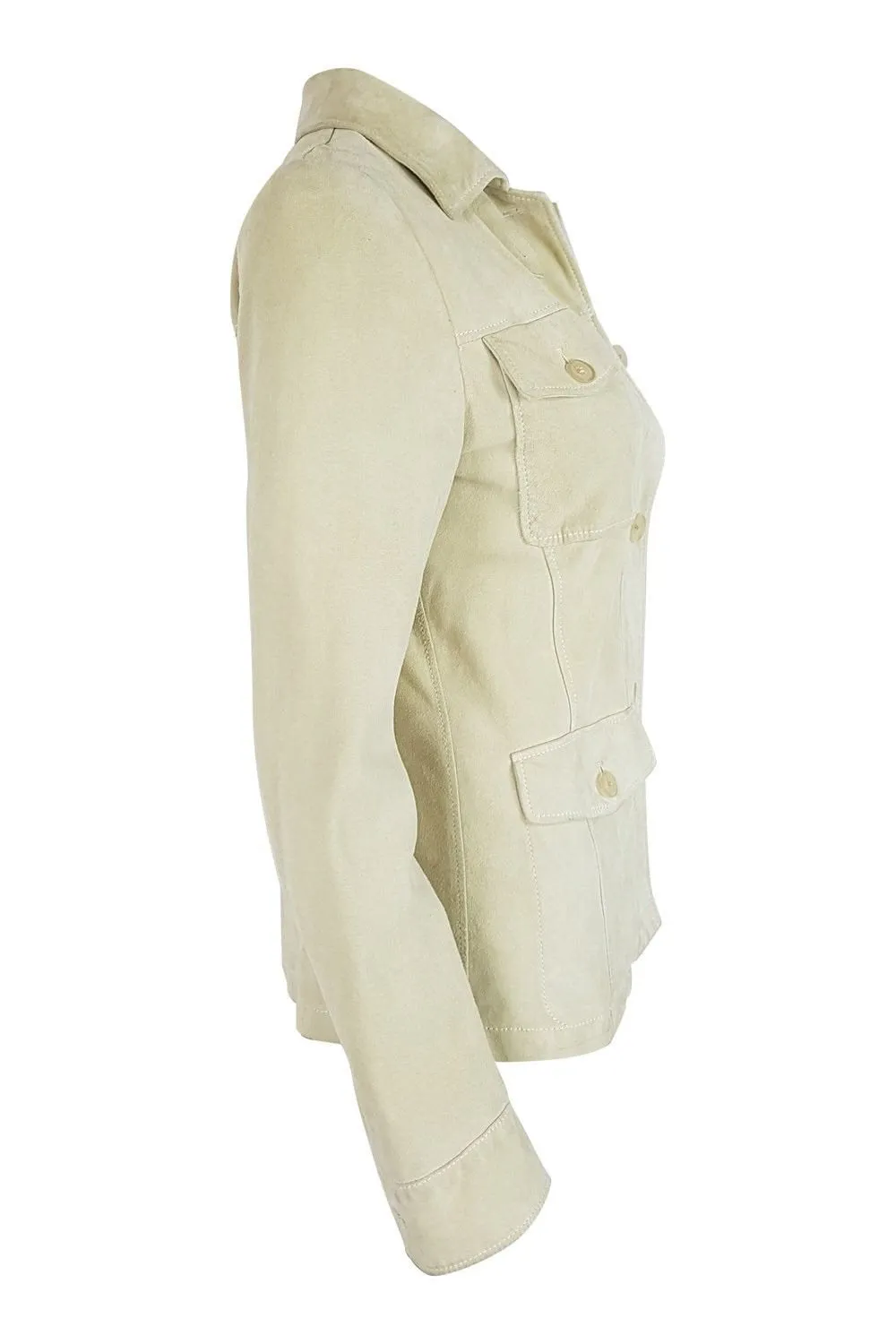 JIL SANDER Cream Suede Jean Style Jacket (38)