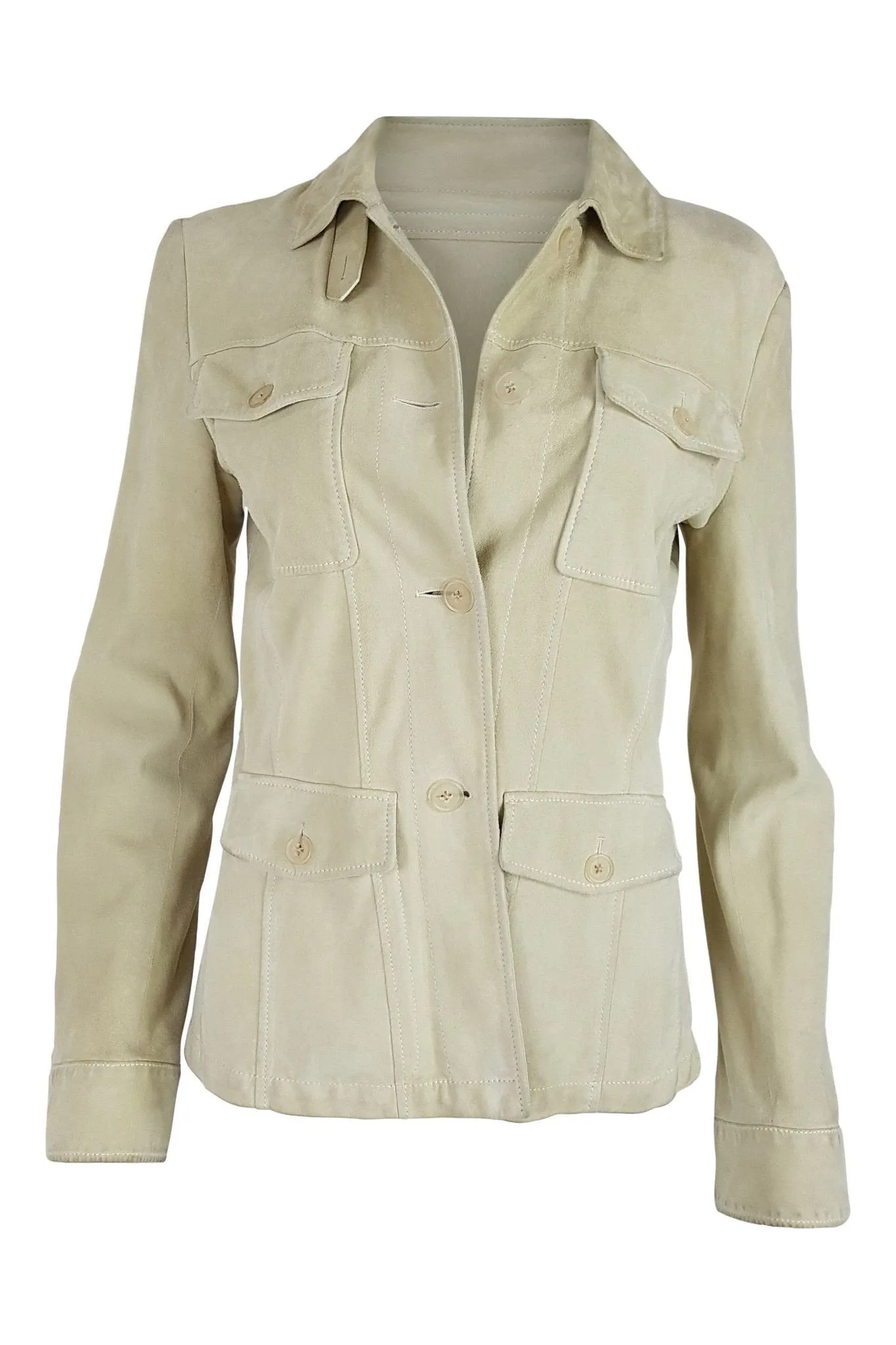 JIL SANDER Cream Suede Jean Style Jacket (38)