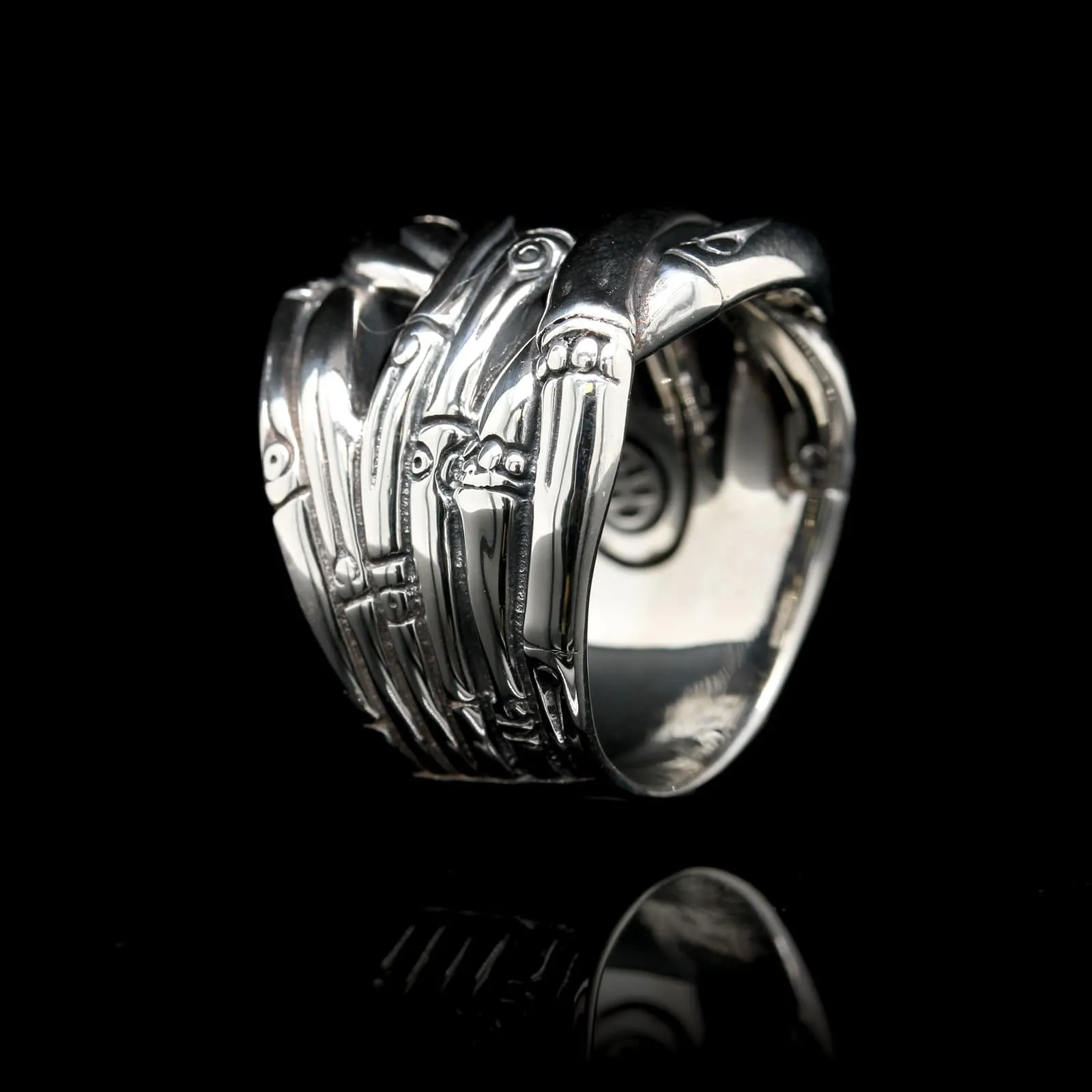 John Hardy Sterling Silver Estate Woven Bamboo Ring