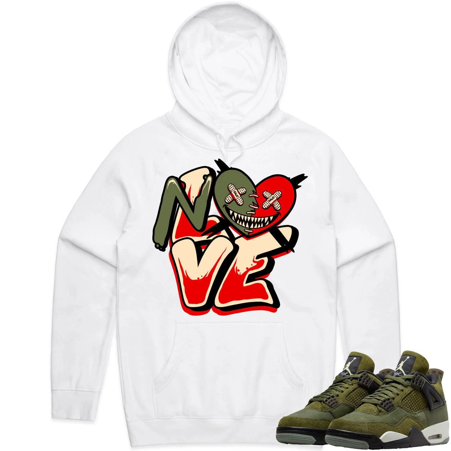 Jordan 4 Craft Olive 4s Hoodie to Match - OLIVE NO LOVE BAWS