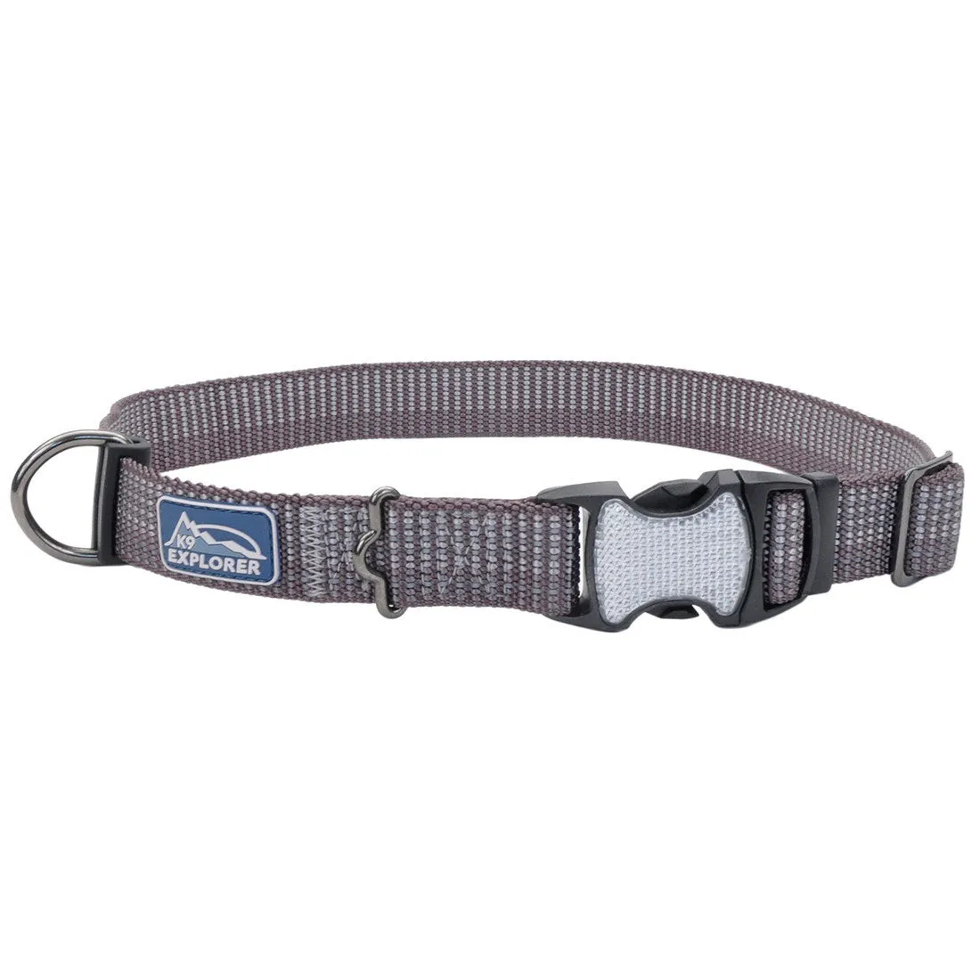 K9 Explorer Brights Reflective Adjustable Dog Collar, Grey Large