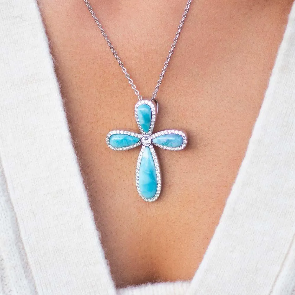 Larimar Kai Cross Pendant