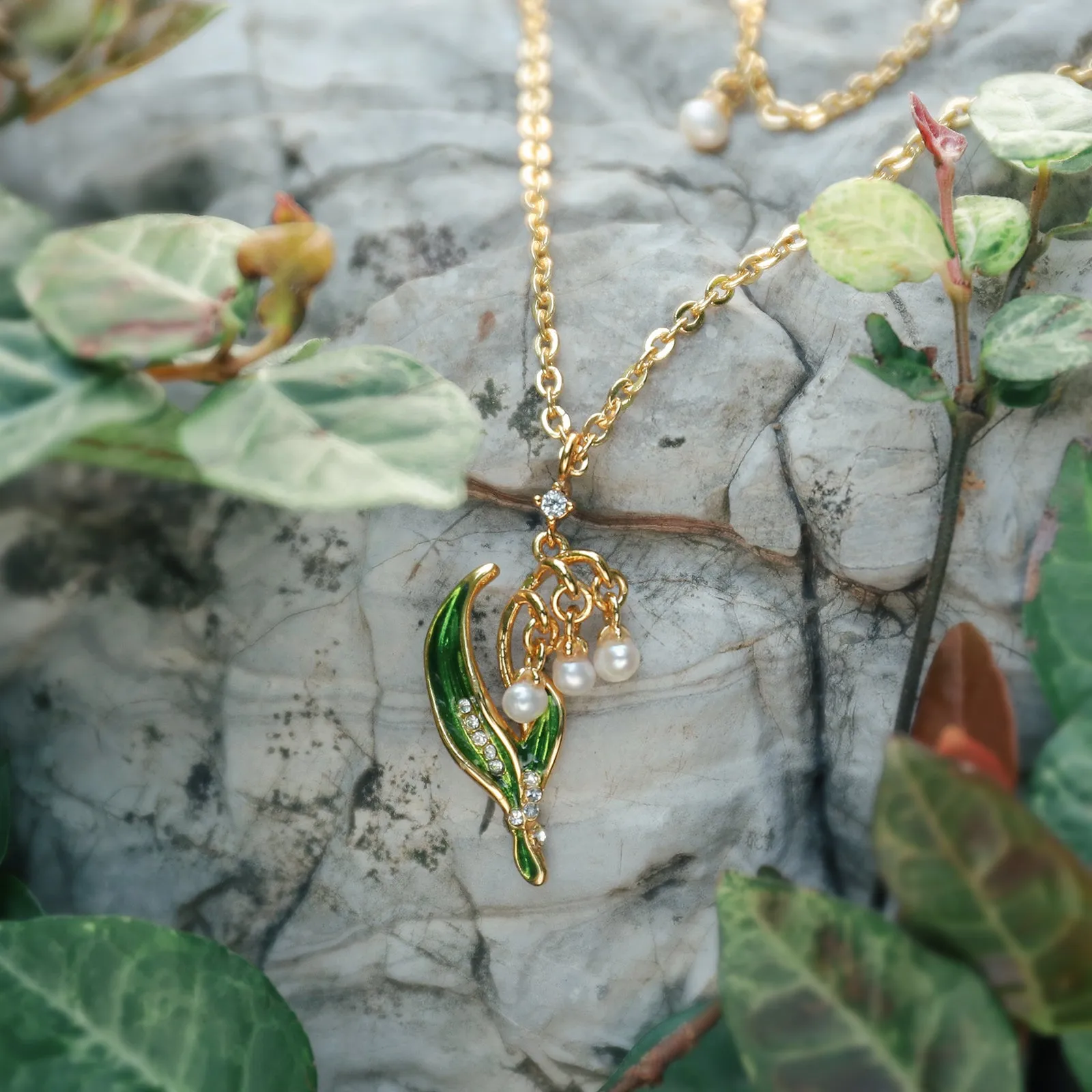 Lily Of The Valley Enamel Necklace