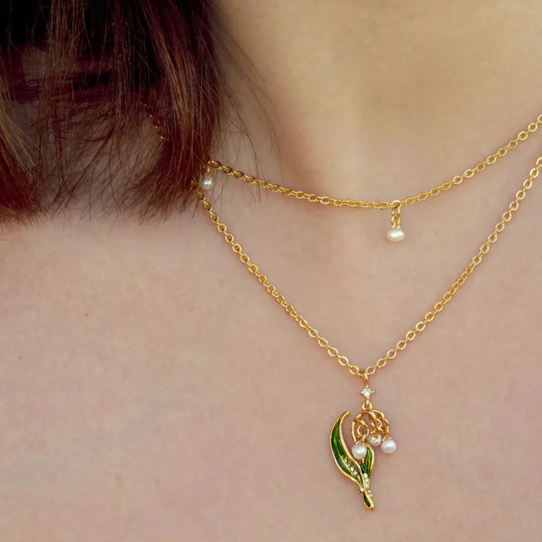 Lily Of The Valley Enamel Necklace