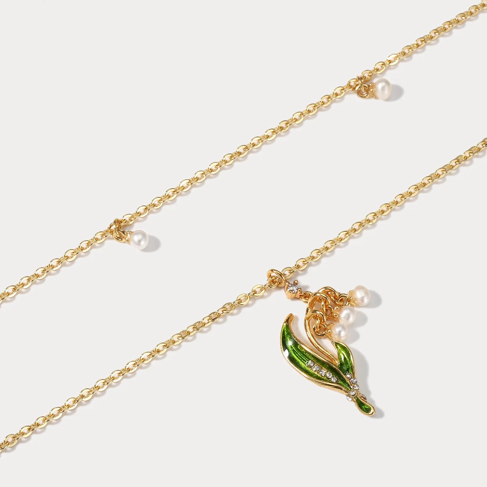 Lily Of The Valley Enamel Necklace