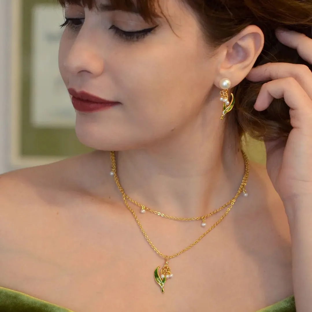 Lily Of The Valley Enamel Necklace