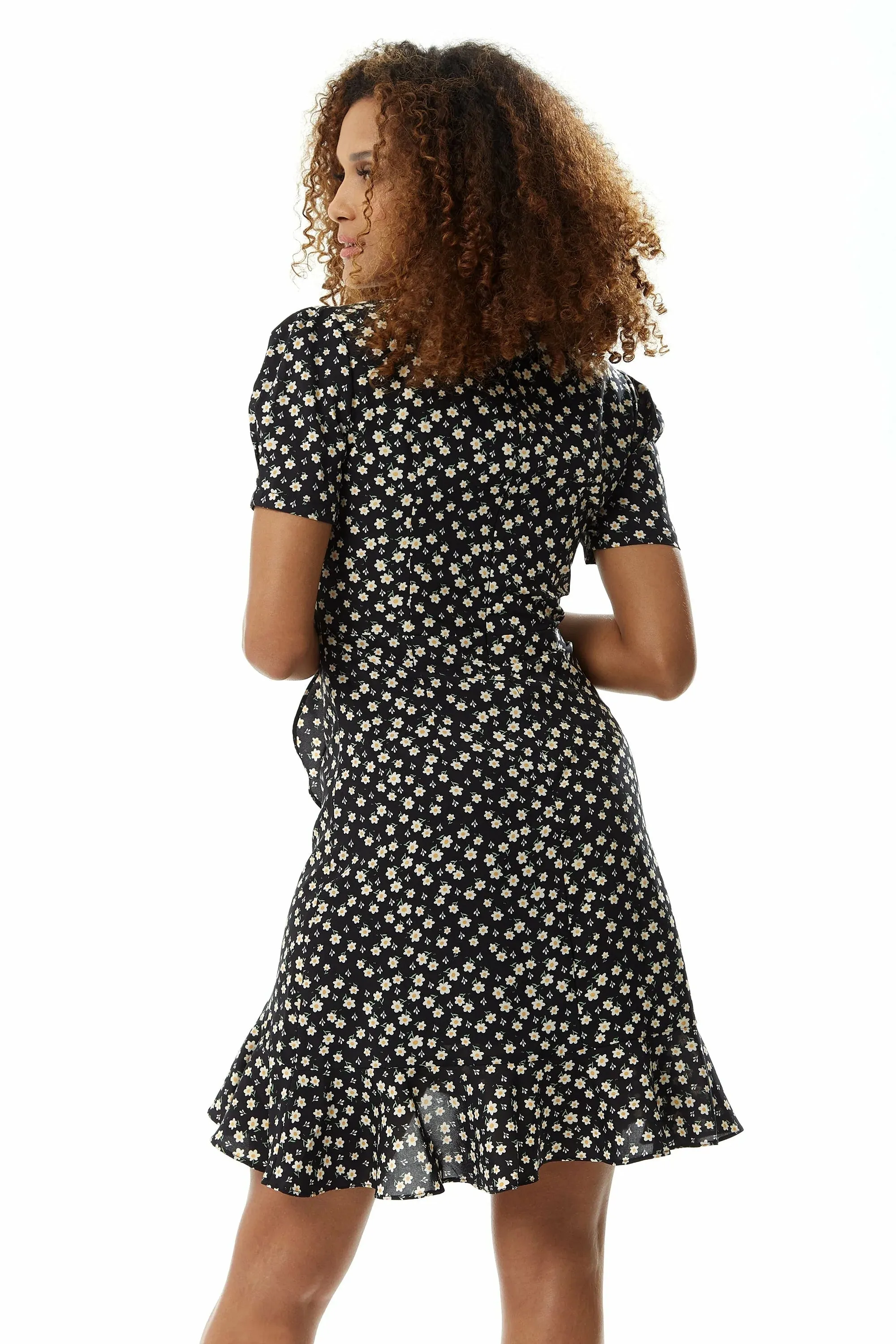 Liquorish Floral Mini Wrap Dress