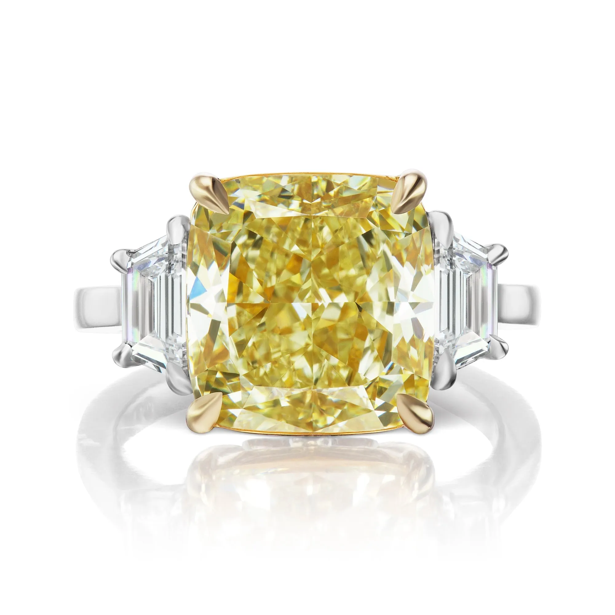 LIS 9 CARAT CUSHION CUT FANCY YELLOW COLOR SI1 CLARITY DIAMOND ENGAGEMENT RING PLATINUM GIA CERTIFIED 8 CT FBGY SI1 BY MIKE NEKTA