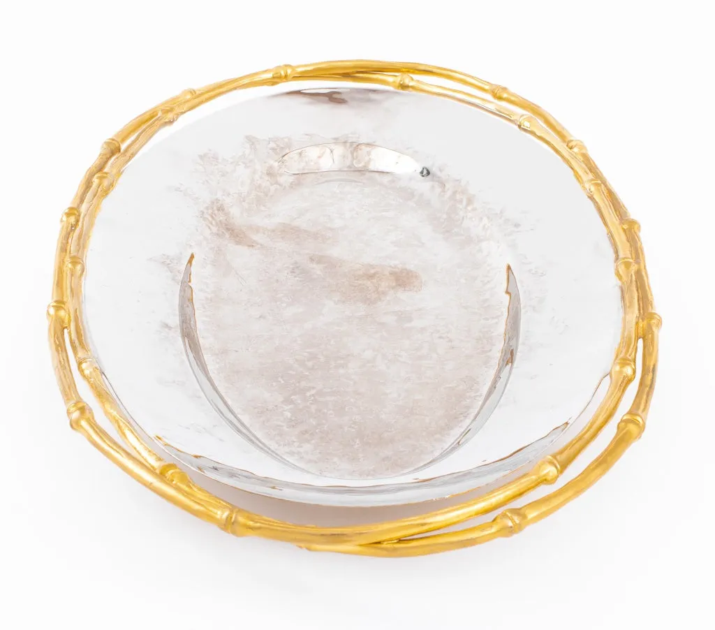 L'Objet Modern Oval Tray Gilded Border