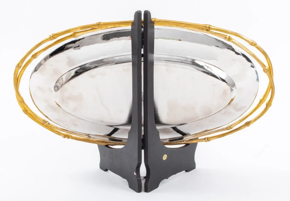 L'Objet Modern Oval Tray Gilded Border