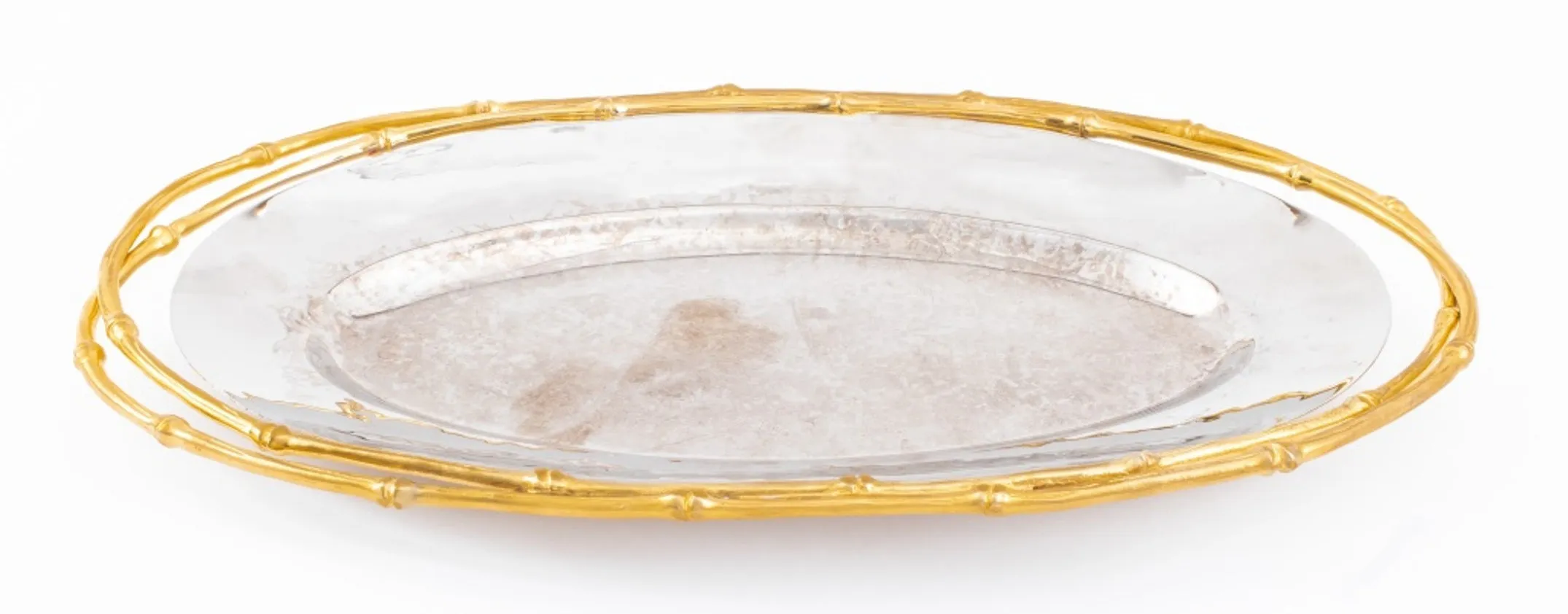 L'Objet Modern Oval Tray Gilded Border